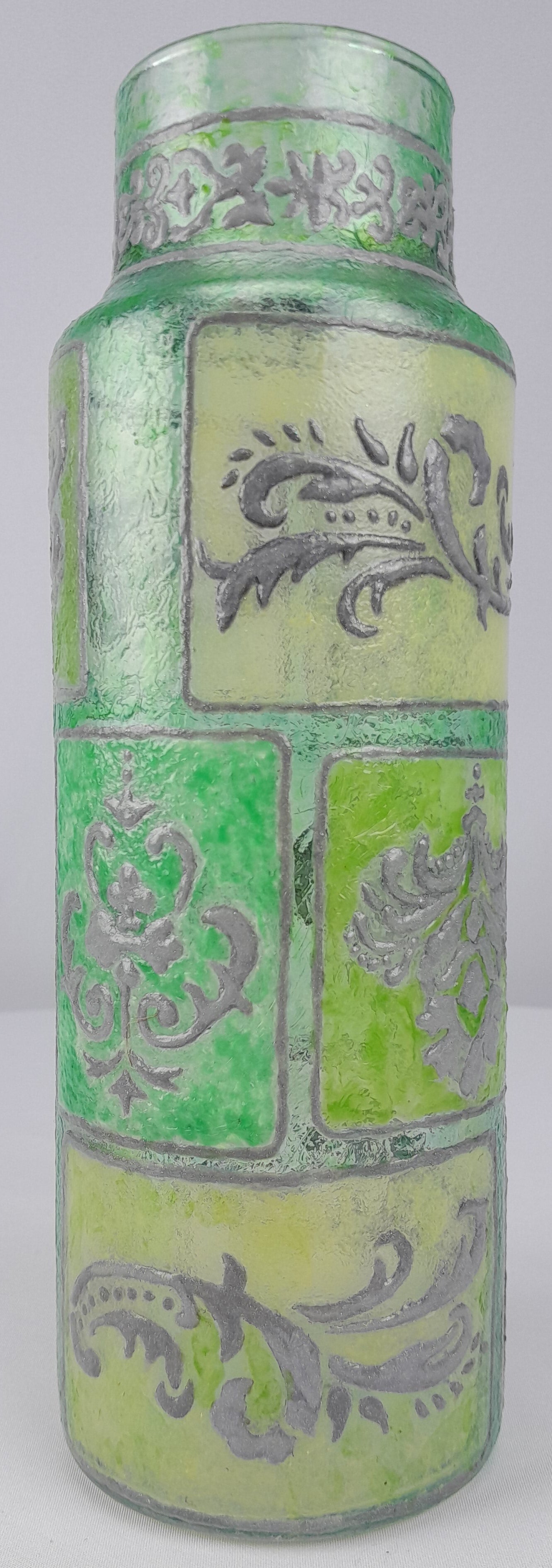 Green Stenciled Vase