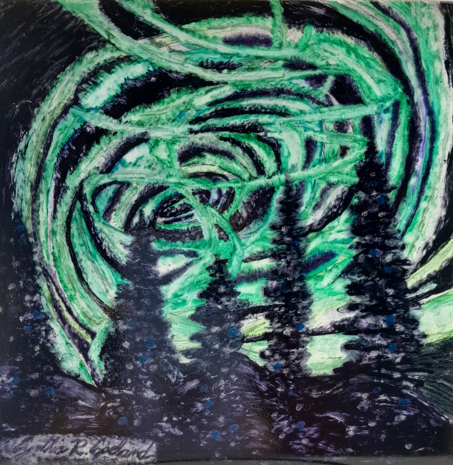 *sold* Northern Lights and Pine Trees