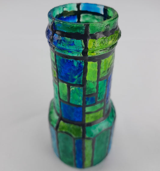 Blue & Green Faux Stained Glass Jar